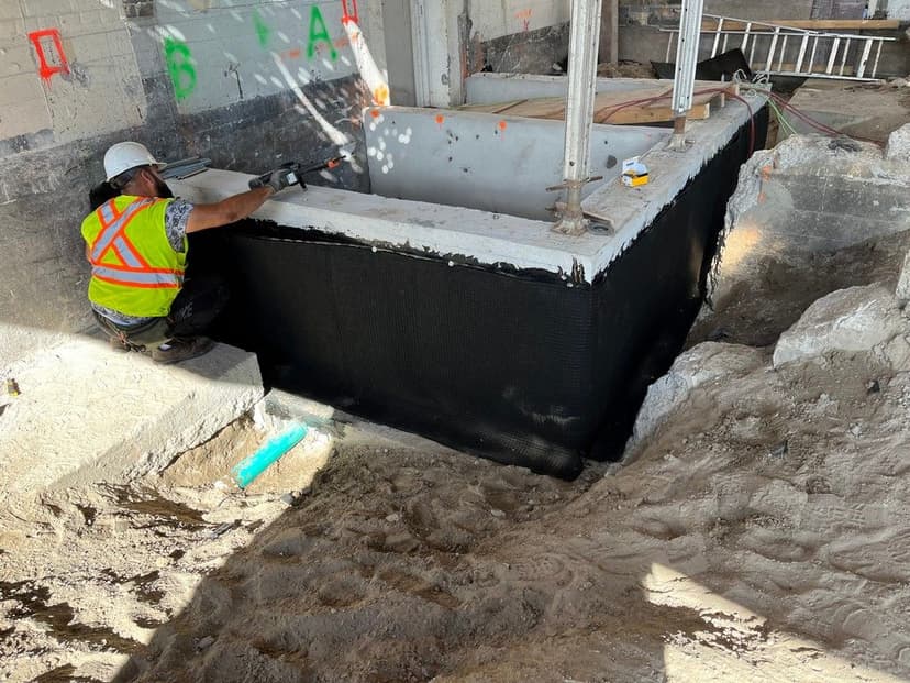 Colphene Torch'n Stick Below Grade Waterproofing and Soprema XPS Insulation at Eireann Quay1