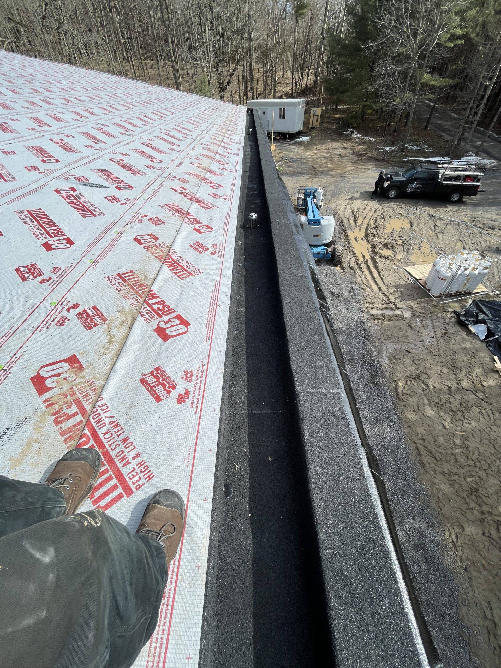 concealed gutter flat roof with Titanium PSU30 Underlayment